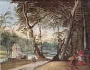 unknow artist A wooded landscape with a beggar kneeling before a cardinal oil painting picture